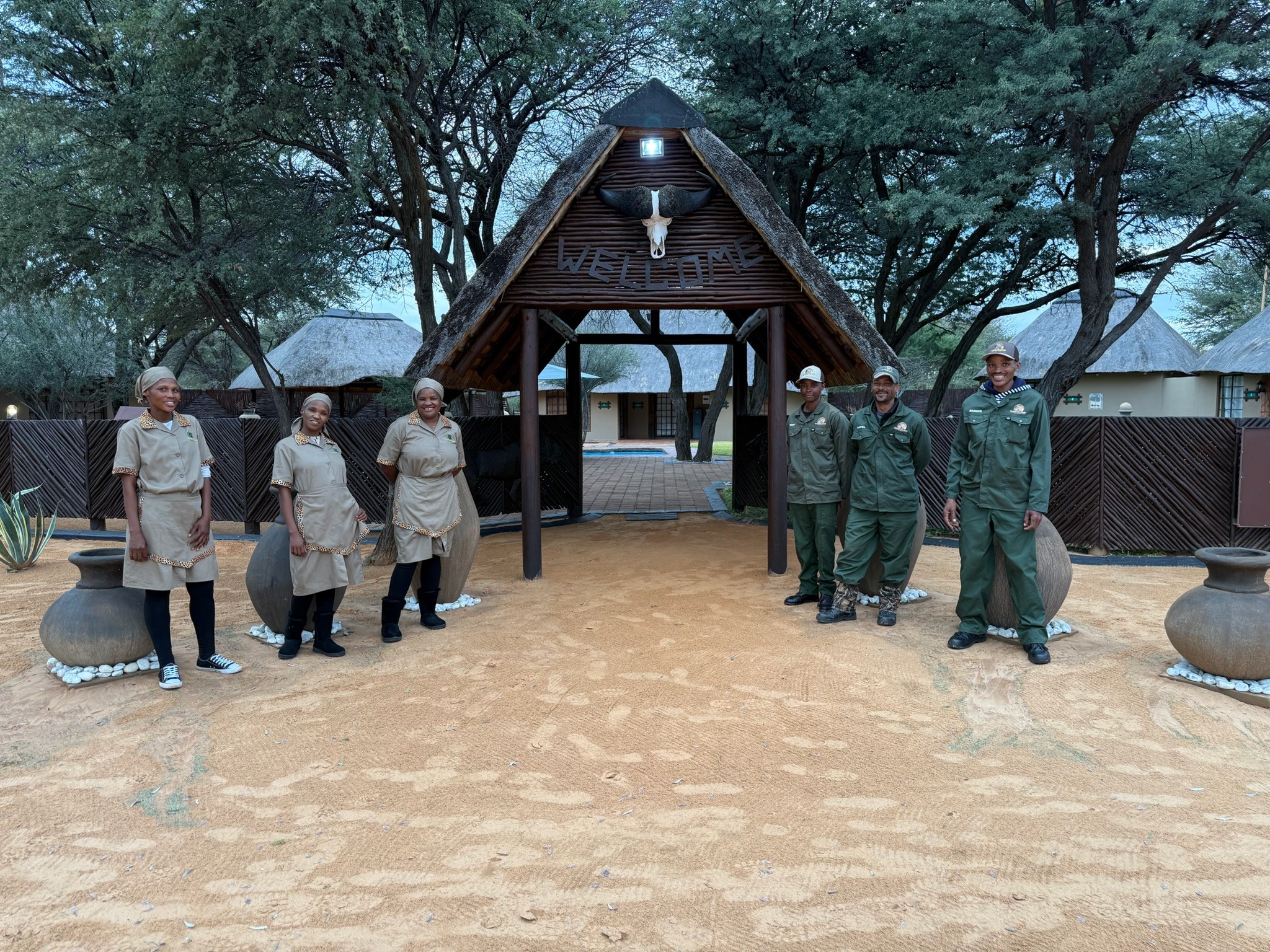 Mankwe lodge team at the entrance gates