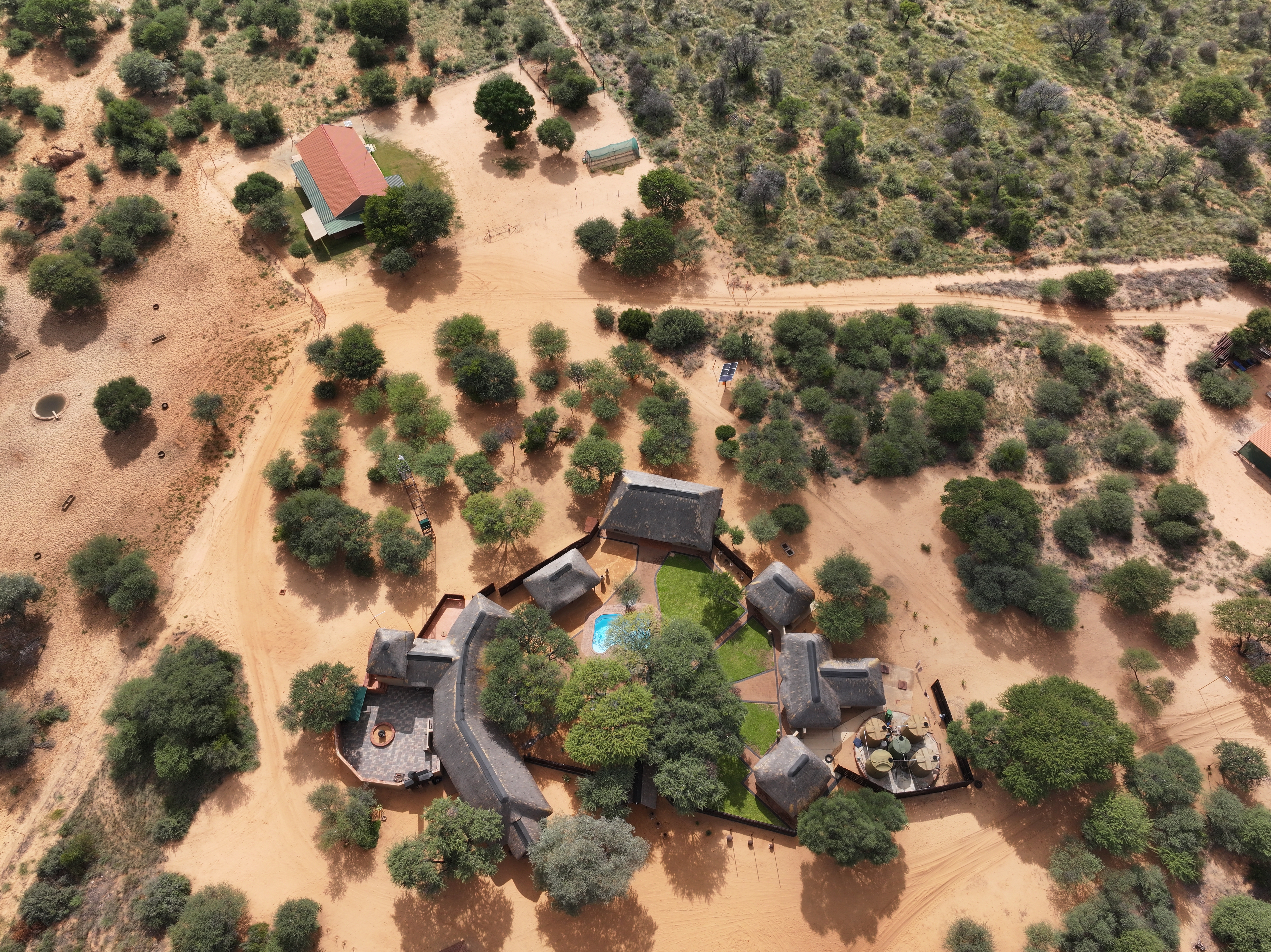 Aerial view of Mankwe Kalahari Lodge landscape