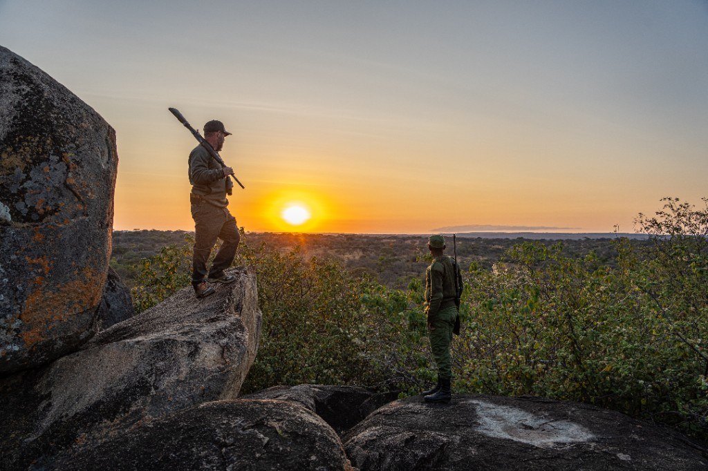 Robert Beall at sunset on the Kalahari ridge