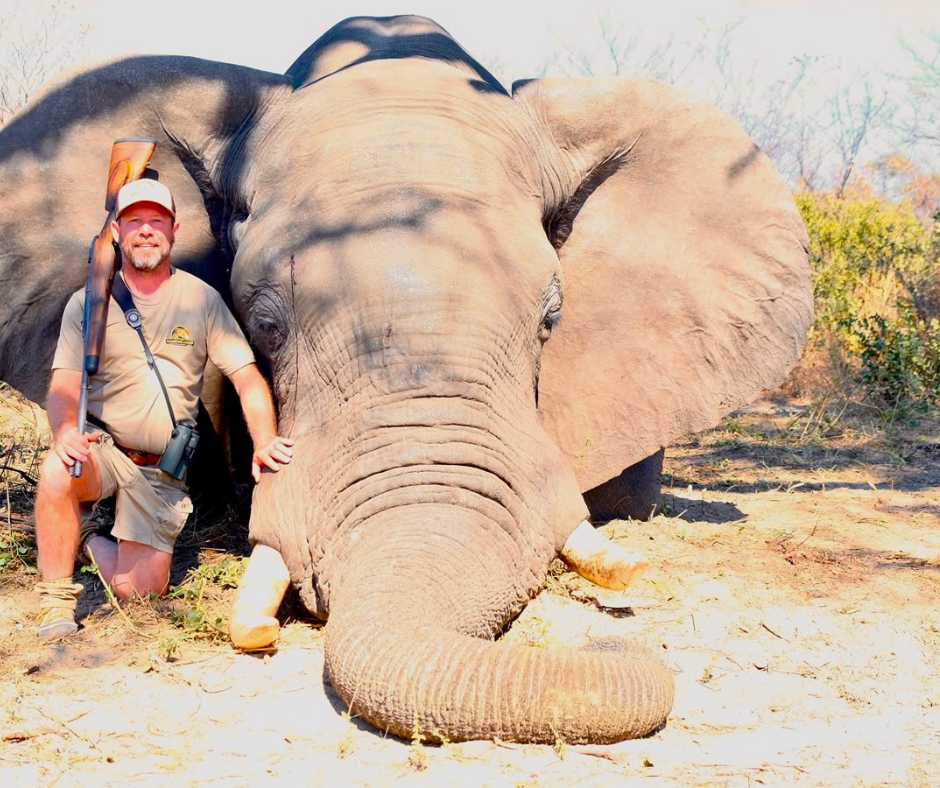 Robert Beall with an elephant