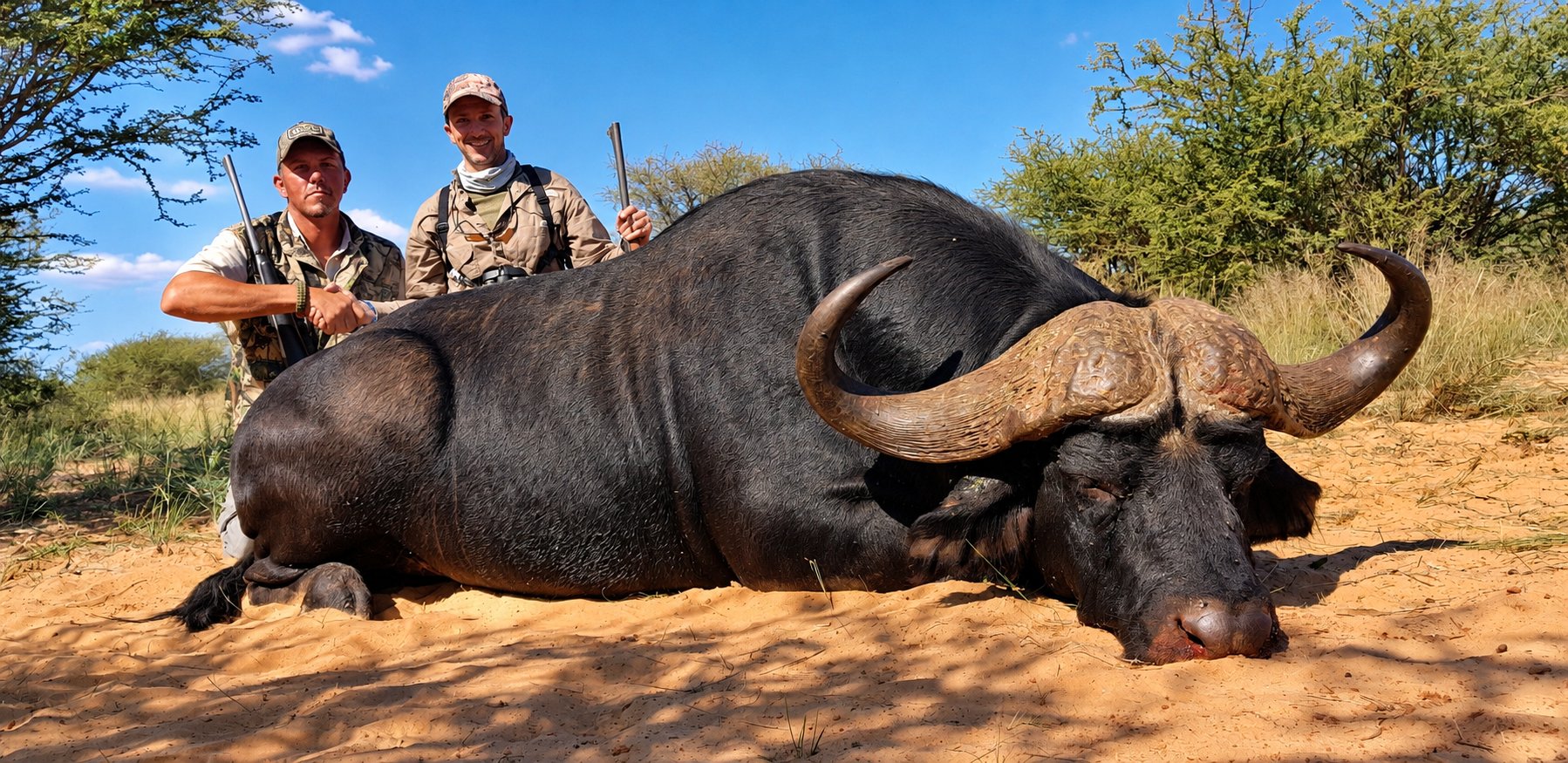 Cape buffalo trophy hunt with the hunting team
