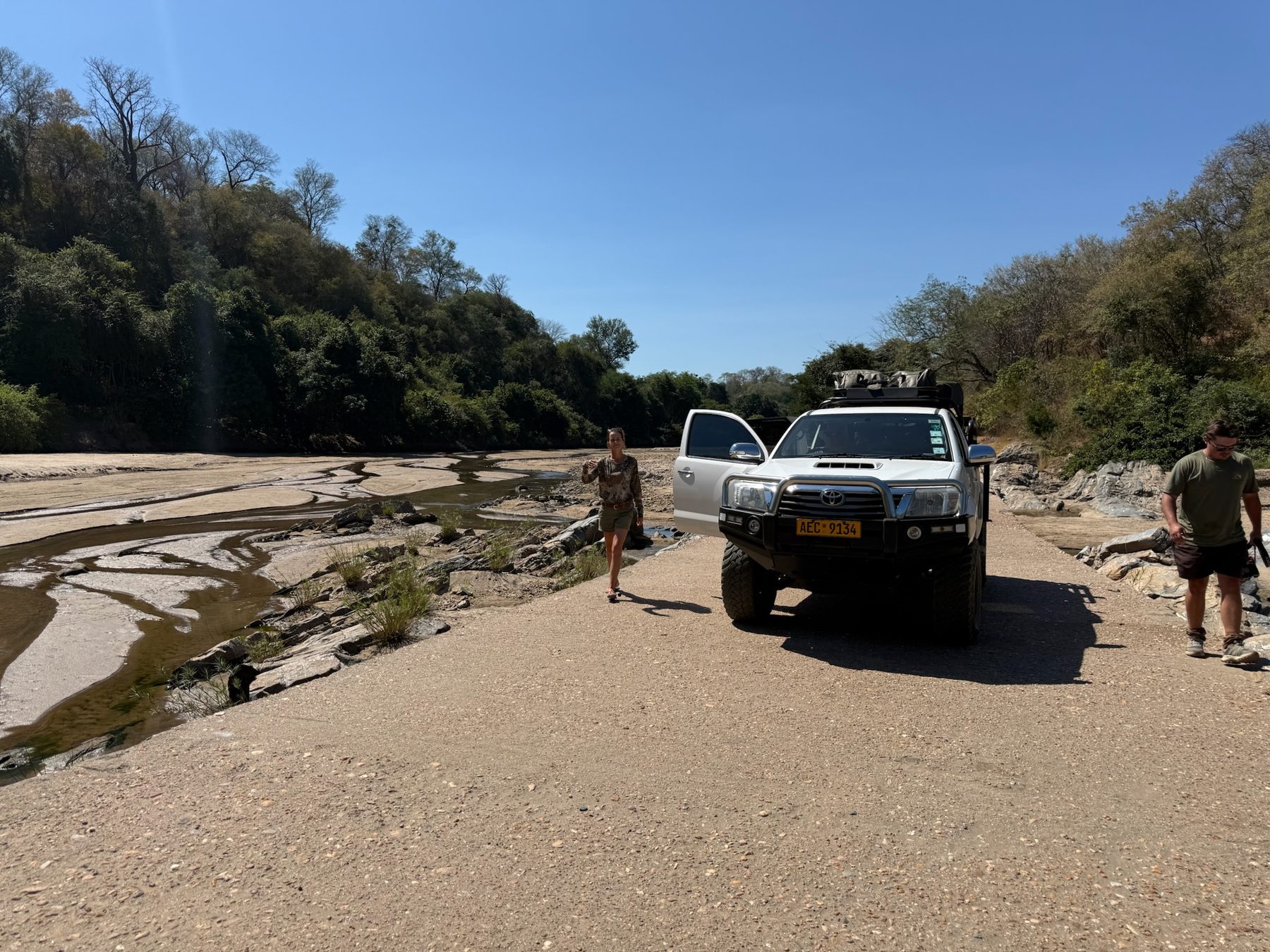 Walking hunt from the safari vehicle
