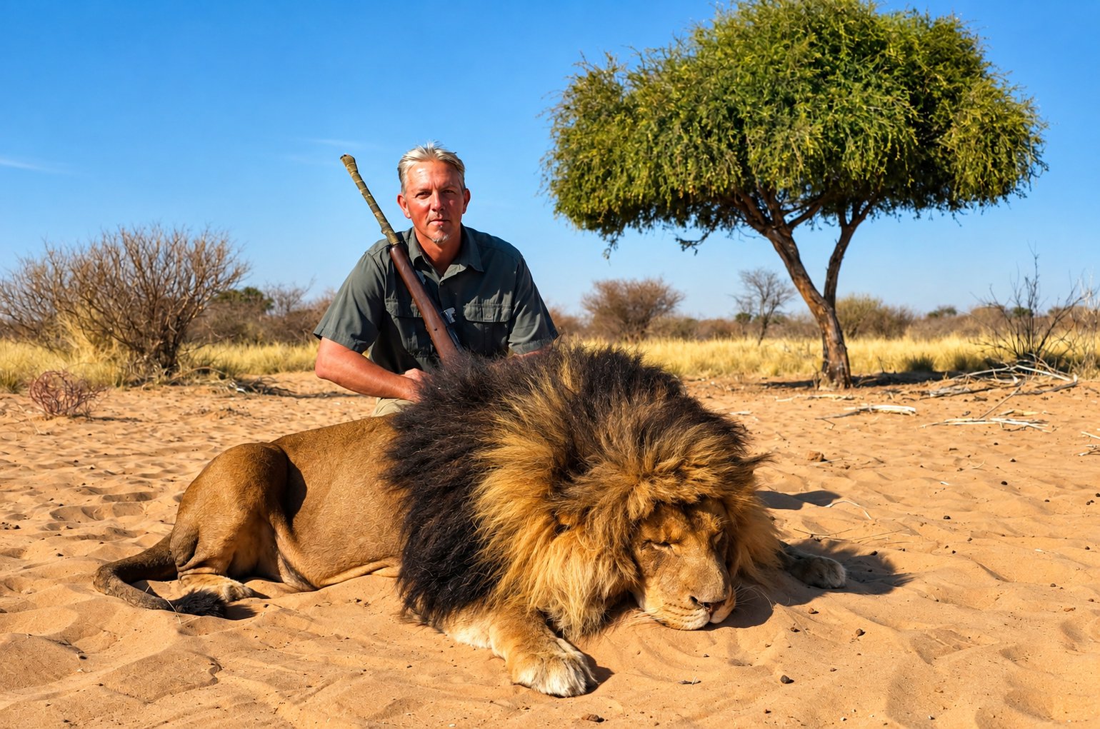Male lion trophy hunt