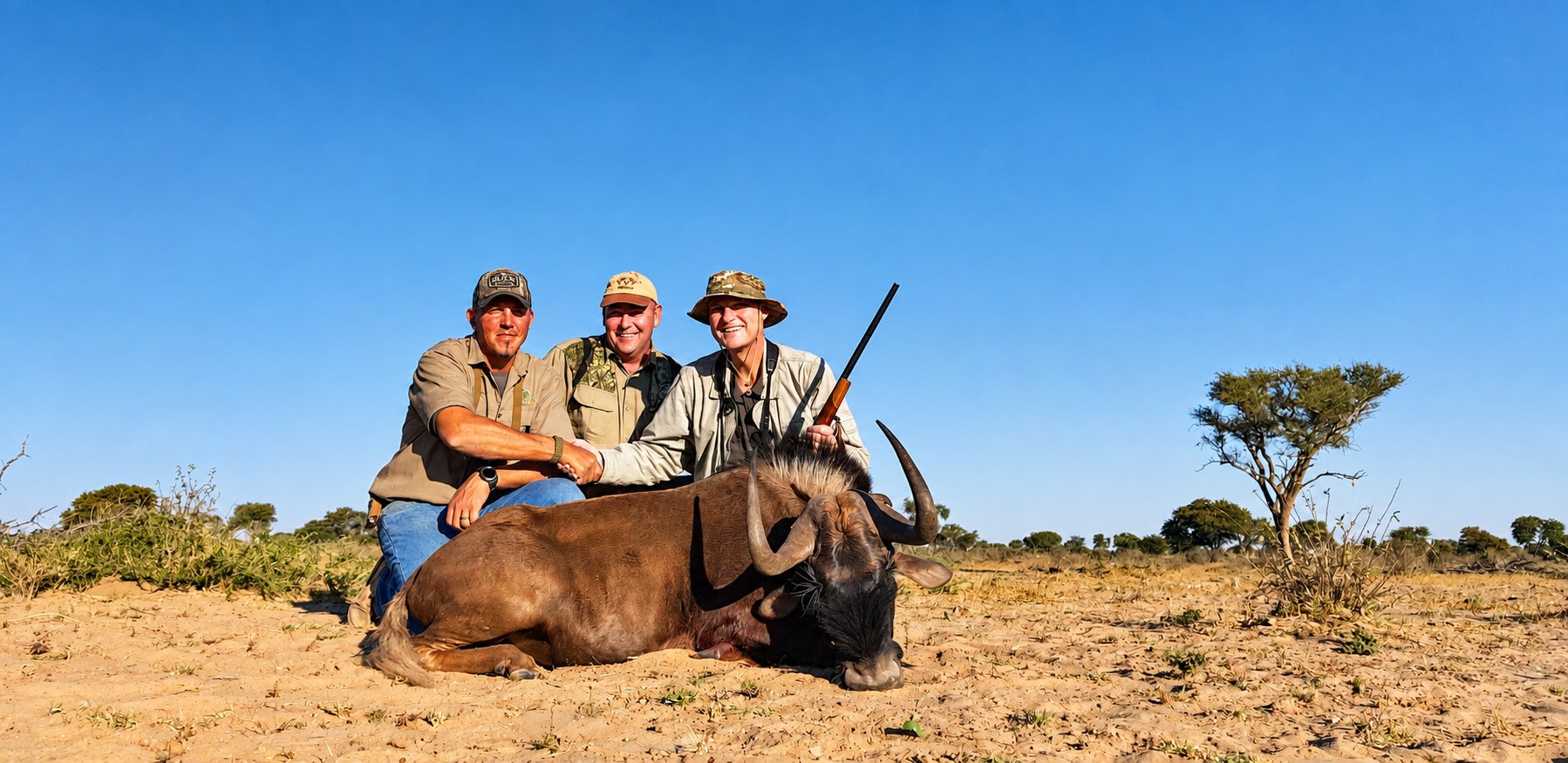 Black wildebeest trophy hunt with the hunting party